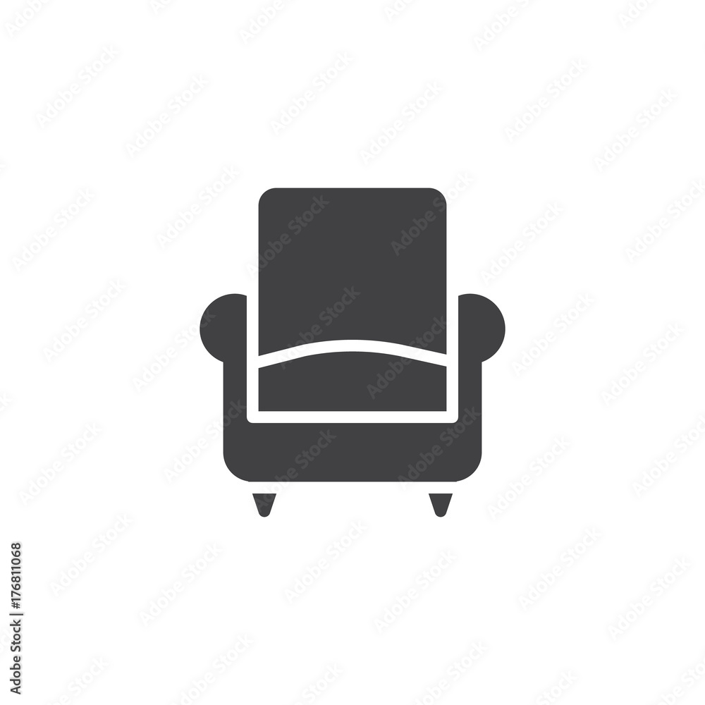 Sofa or armchair icon vector, filled flat sign, solid pictogram isolated on white. Symbol, logo illustration. Sofa or armchair icon vector, filled flat sign, solid pictogram isolated on white. Symbol, logo illustration.