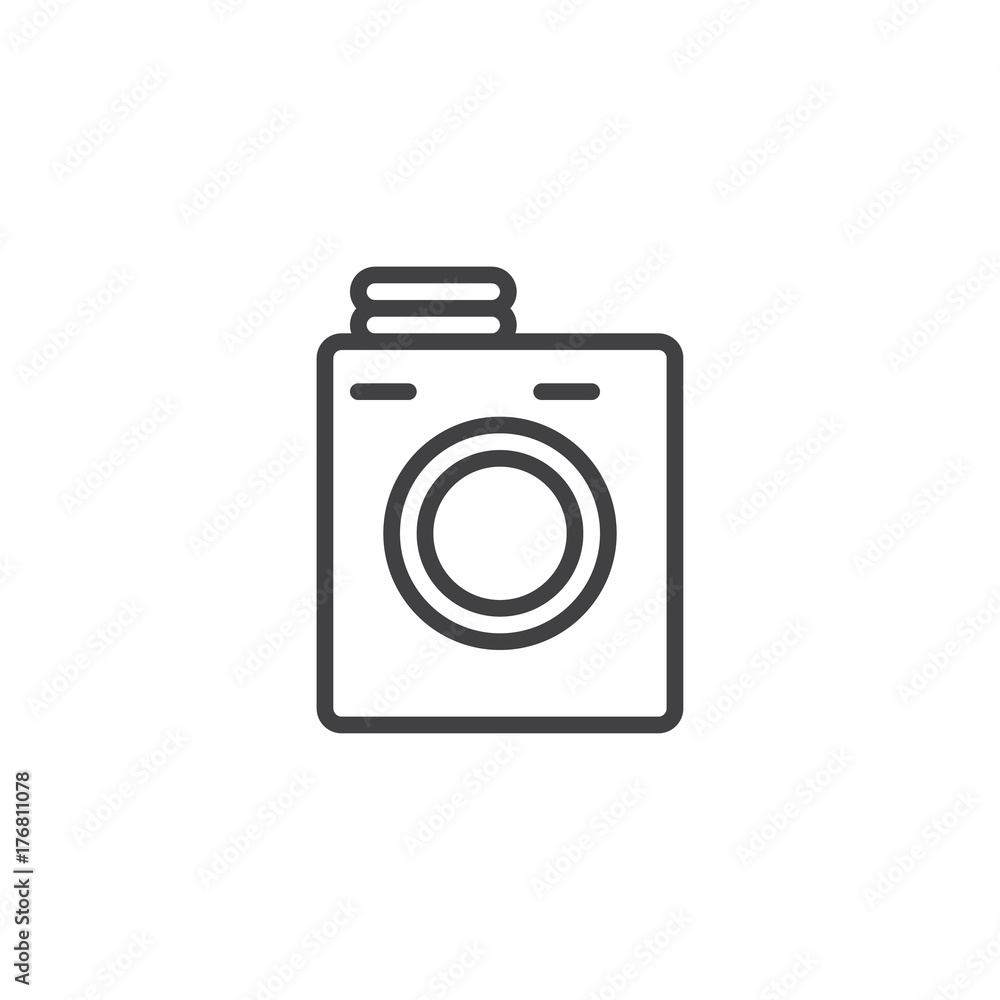 Laundry machine line icon, outline vector sign, linear style pictogram isolated on white. Symbol, logo illustration. Editable stroke Laundry machine line icon, outline vector sign, linear style pictogram isolated on white. Symbol, logo illustration. Editable stroke