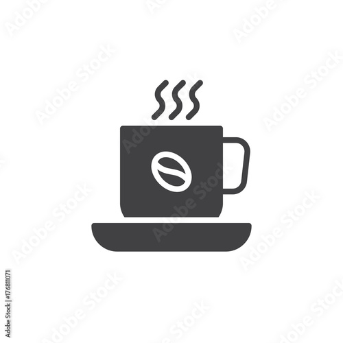 Cup of hot Coffee icon vector  filled flat sign  solid pictogram isolated on white. Symbol  logo illustration.