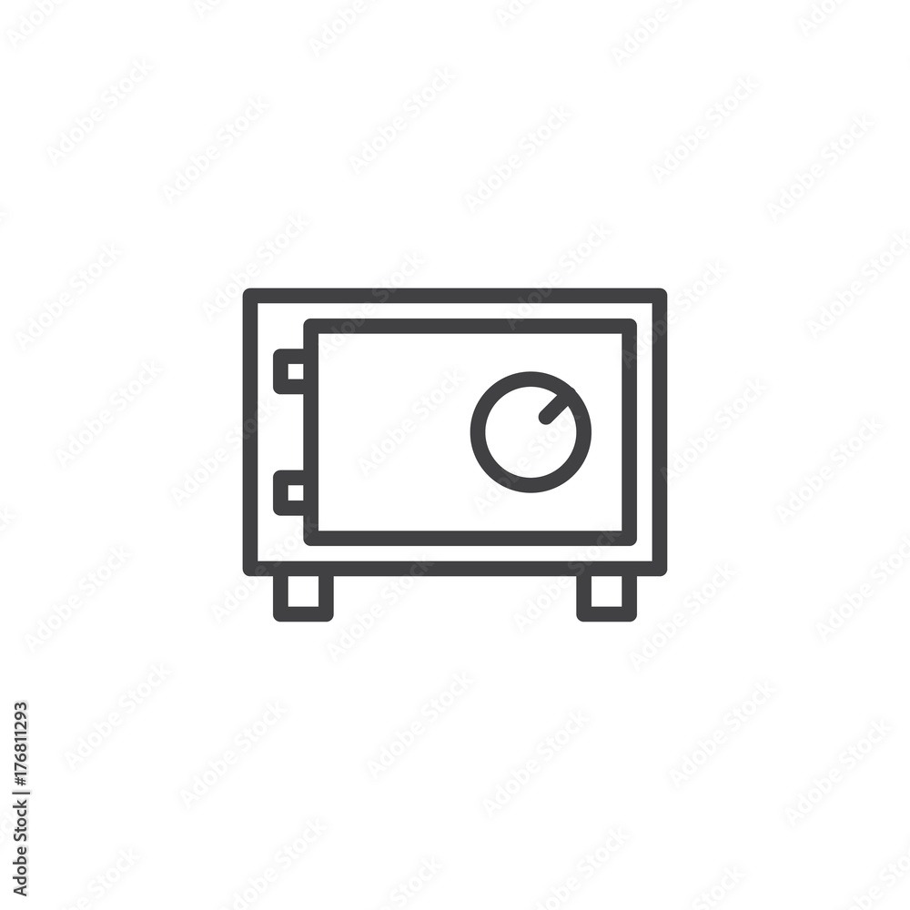 Safebox line icon, outline vector sign, linear style pictogram isolated on white. Room safe symbol, logo illustration. Editable stroke Safebox line icon, outline vector sign, linear style pictogram isolated on white. Room safe symbol, logo illustration. Editable stroke