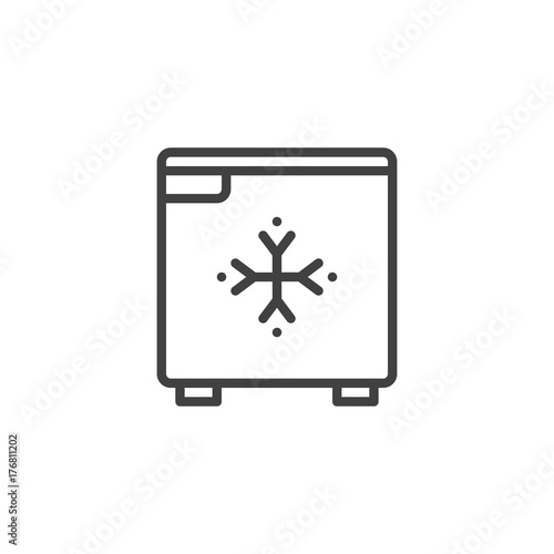 Hotel mini fridge line icon, outline vector sign, linear style pictogram isolated on white. Symbol, logo illustration. Editable stroke