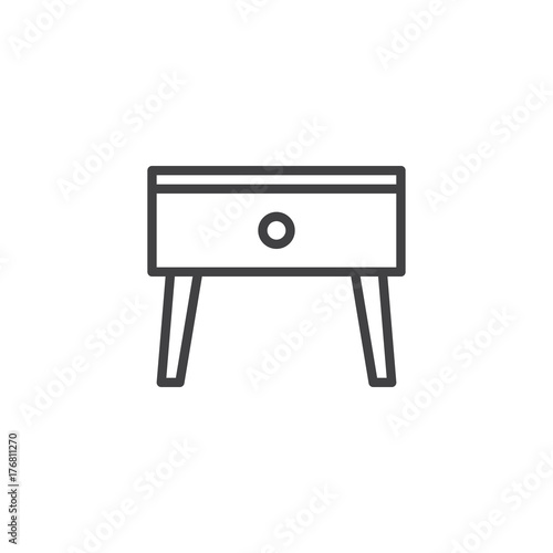 Nightstand bedside table line icon, outline vector sign, linear style pictogram isolated on white. Symbol, logo illustration. Editable stroke
