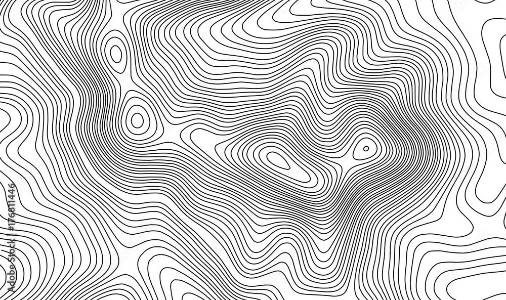 Obraz premium Topographic map contour background. Topo map with elevation. Contour map vector. Geographic World Topography map grid abstract vector illustration . Mountain hiking trail line map design .