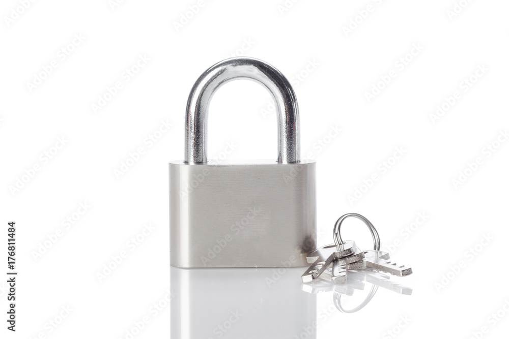 silver padlock isolated on the white background silver padlock isolated on the white background