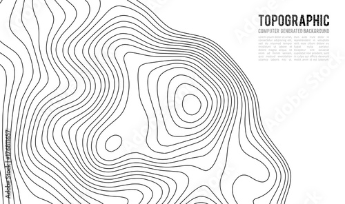 Topographic map contour background. Topo map with elevation. Contour map vector. Geographic World Topography map grid abstract vector illustration . Mountain hiking trail line map design . photo