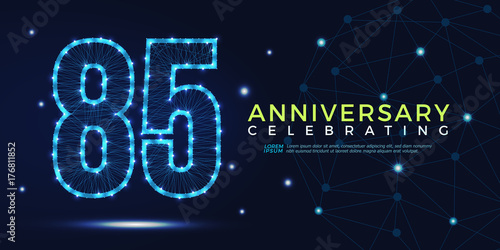 85 years anniversary celebrating numbers vector abstract polygonal silhouette. 85th anniversary concept. vector illustration photo