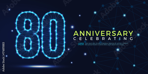 80 years anniversary celebrating numbers vector abstract polygonal silhouette. 80th anniversary concept. vector illustration