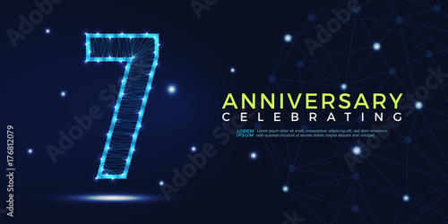 7 years anniversary celebrating numbers vector abstract polygonal silhouette. 7th anniversary concept. vector illustration