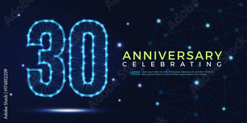 30 years anniversary celebrating numbers vector abstract polygonal silhouette. 30th anniversary concept. vector illustration