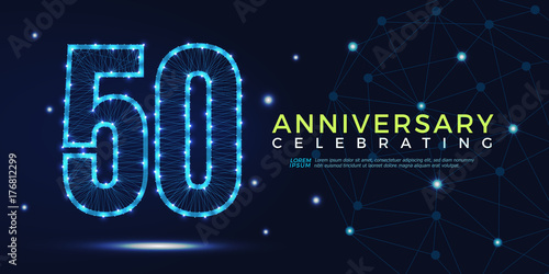50 years anniversary celebrating numbers vector abstract polygonal silhouette. 50th anniversary concept. vector illustration