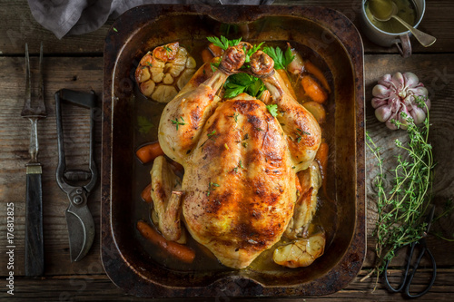 Tasty grilled chicken with ...