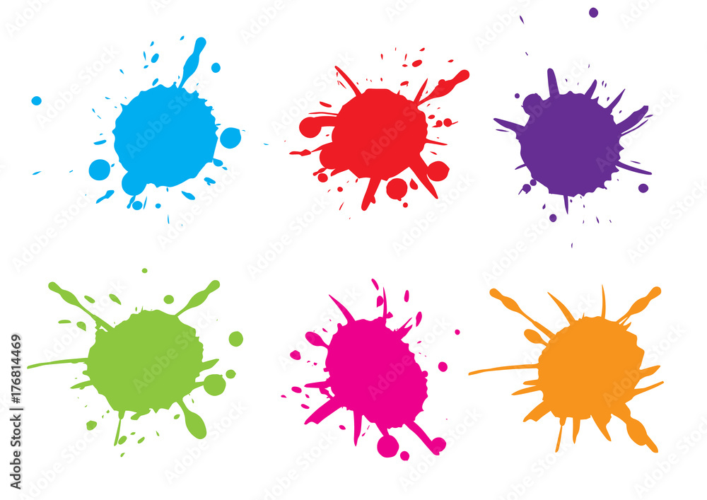Vector Colorful paint splatter.Paint splash set.Vector illustration