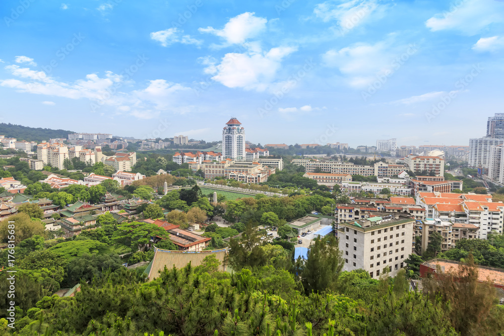 Fototapeta premium China Xiamen beautiful city building and skyline