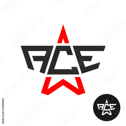 Ace letters logo with star shape