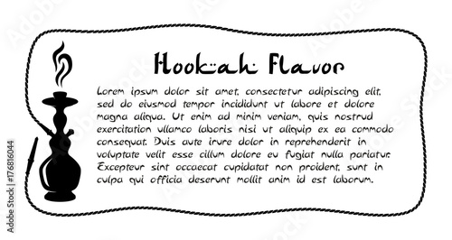 Hookah silhouette with pipe as rectangle frame.