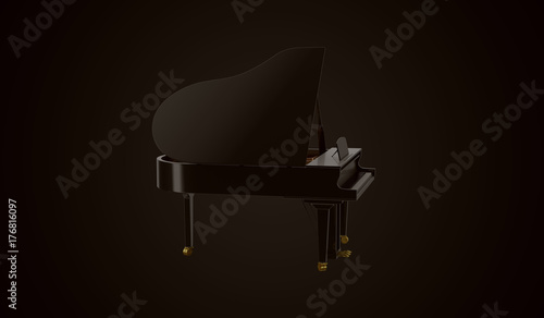 Red Glossy Piano in the Dark Scene