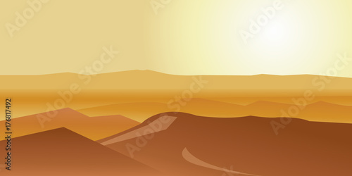 Dry desert under sun