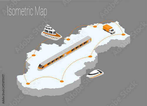 Map Slovakia isometric concept.