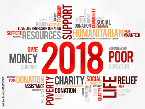 2018 help word cloud collage, concept background