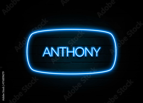 Anthony  - colorful Neon Sign on brickwall photo