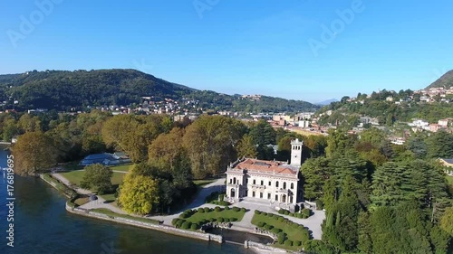 Luxury home in Cernobbio on Como lake, Villa Erba. Aerial view
