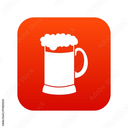 Mug of dark beer icon digital red