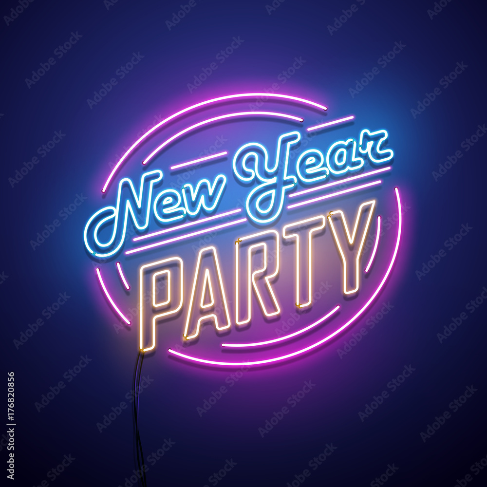 New Year neon sign. Vector background. New Year neon sign. Vector background.