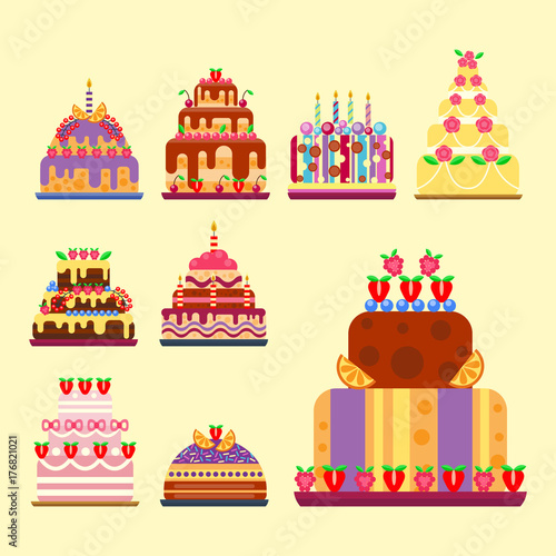 Wedding cake pie hand drawn style sweets dessert bakery ceremony delicious vector illustration.
