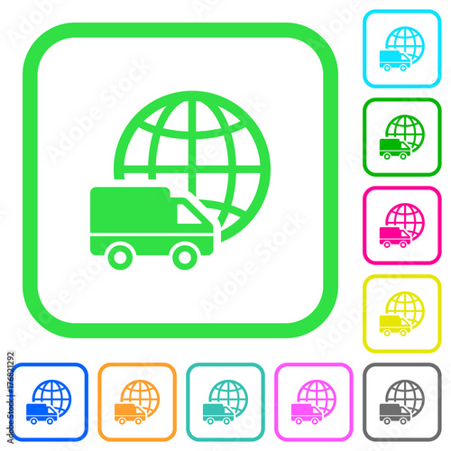 International transport vivid colored flat icons icons