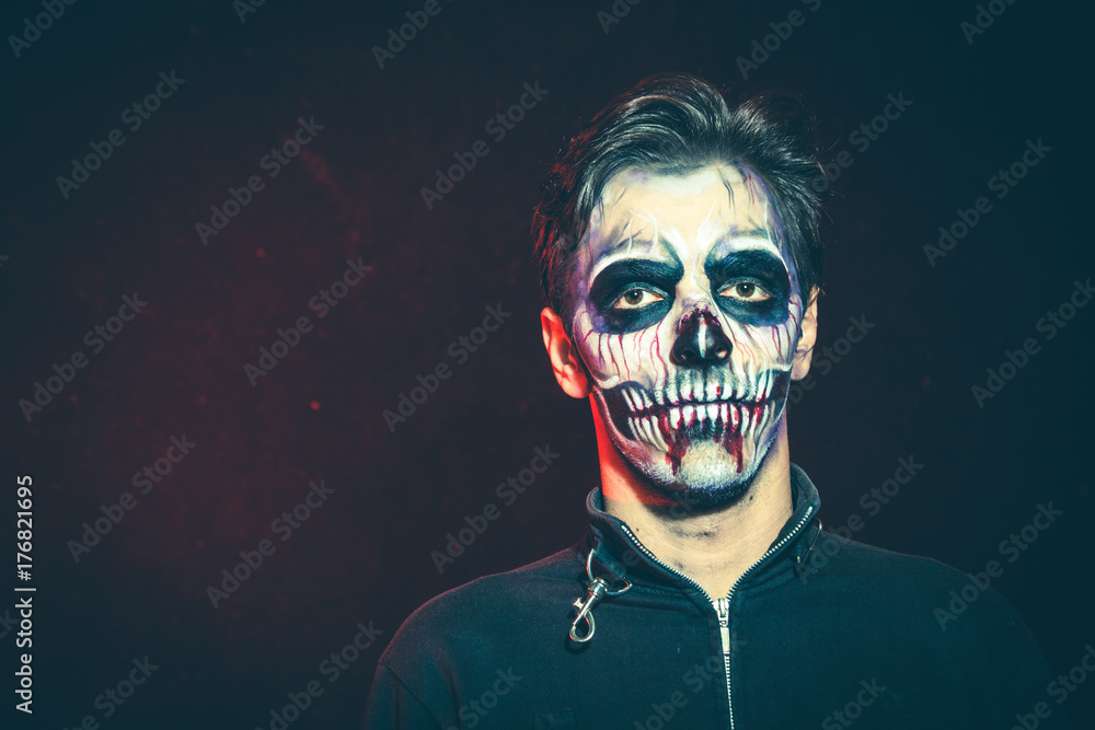scary halloween skeleton man in jacket studio shot scary halloween skeleton man in jacket studio shot