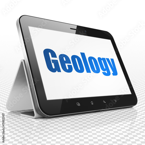 Studying concept: Tablet Computer with Geology on display
