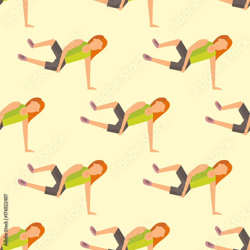 Fitness sport parkour people seamless pattern background person jumping extreme running danger gymnastics exercising vector illustration