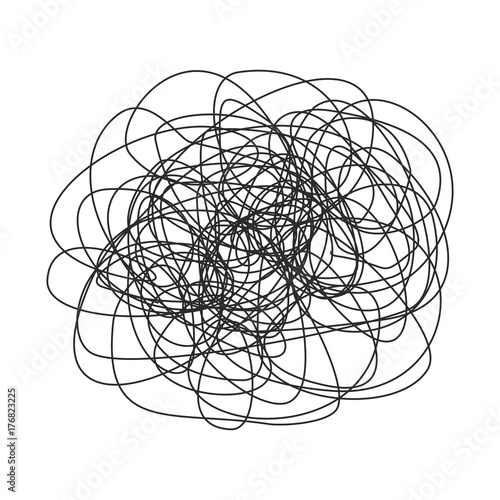 Abstract scribble, Hand drawn scrawl sketch, chaos doodle pattern isolated on white background. Vector illustration