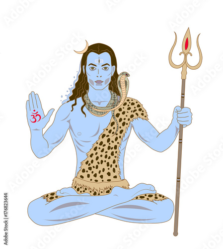 lord Shiva with trident and symbol Om