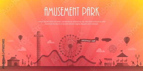 Amusement park - modern vector illustration with place for text