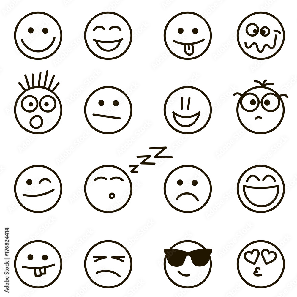 Emotional hand drawn faces set Emotional hand drawn faces set
