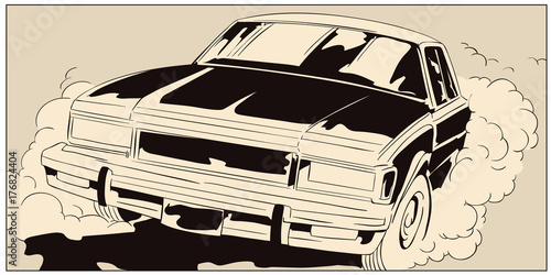 Stock illustration. The machine brakes.