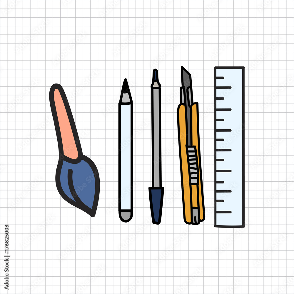 Vector of stationery doodle style Vector of stationery doodle style
