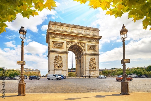 Famous Arc de Triomphe in Paris France.