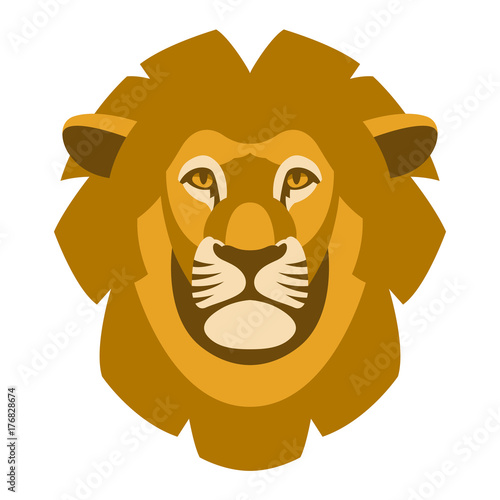 Fototapeta Naklejka Na Ścianę i Meble -  lion face head vector illustration style flat front