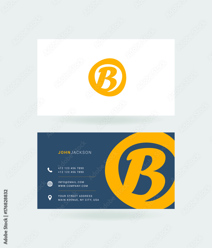 B Letter Logo with Business Card Template Vector. B Letter Logo with Business Card Template Vector.