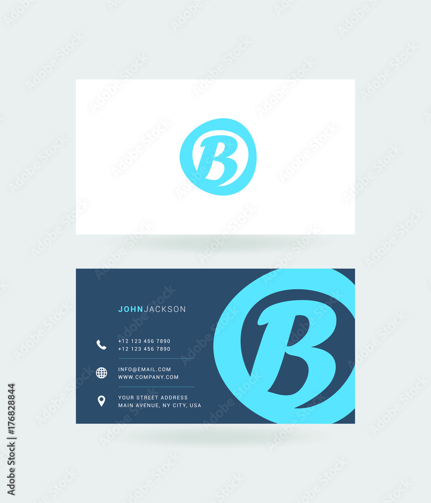 B Letter Logo with Business Card Template Vector. B Letter Logo with Business Card Template Vector.