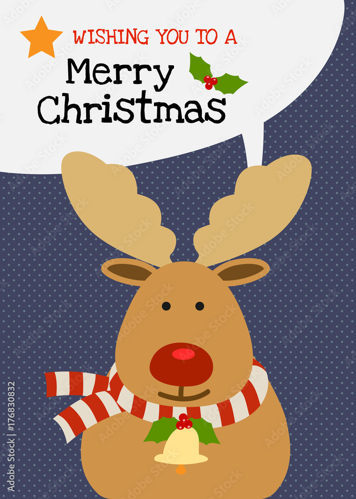 Merry christmas vector reinddeer charactor greeting card Merry christmas vector reinddeer charactor greeting card