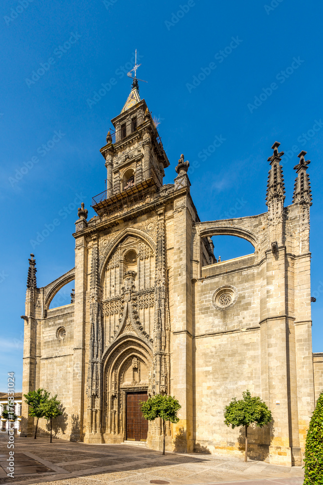 View at the facade of Santiago church in Jerez de la Frontera, Spain