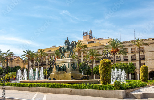 Fountain and memorial at the Arenal square of Jerez de la Frontera - Spain photo