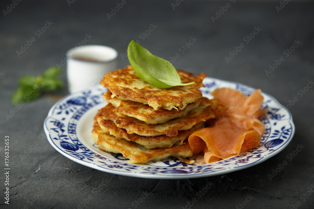 Potato pancakes with smoked salmon Potato pancakes with smoked salmon