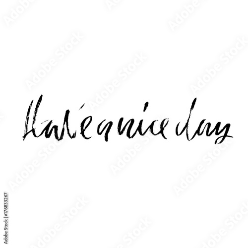 Have a nice day. Inspirational and motivational quote. Hand painted brush lettering. Handwritten modern typography. Vector illustration.