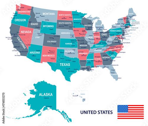 United States - map and flag illustration