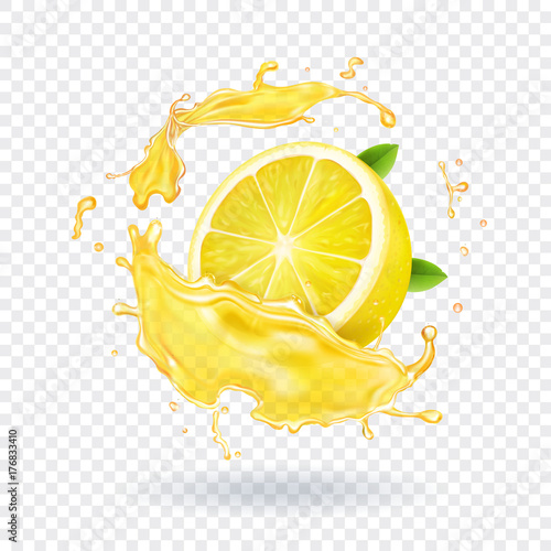 Lemon fruit juice splash realistic