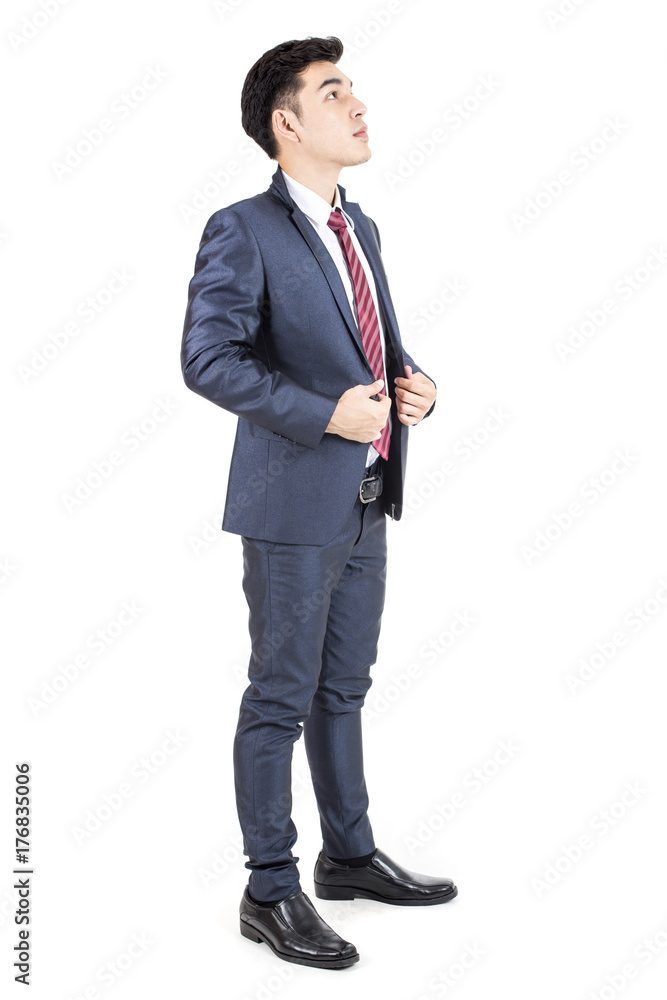 Asian Businessman standing on White Background with Success feeling, Business Success Concept, isolated on white background. Asian Businessman standing on White Background with Success feeling, Business Success Concept, isolated on white background.